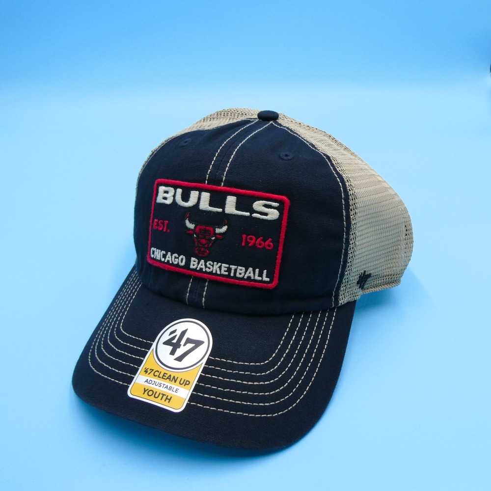 '47‎ Hat Youth Chicago Bulls Navy Tan Mesh Clean Up Adjustable Snapback Cap NBA